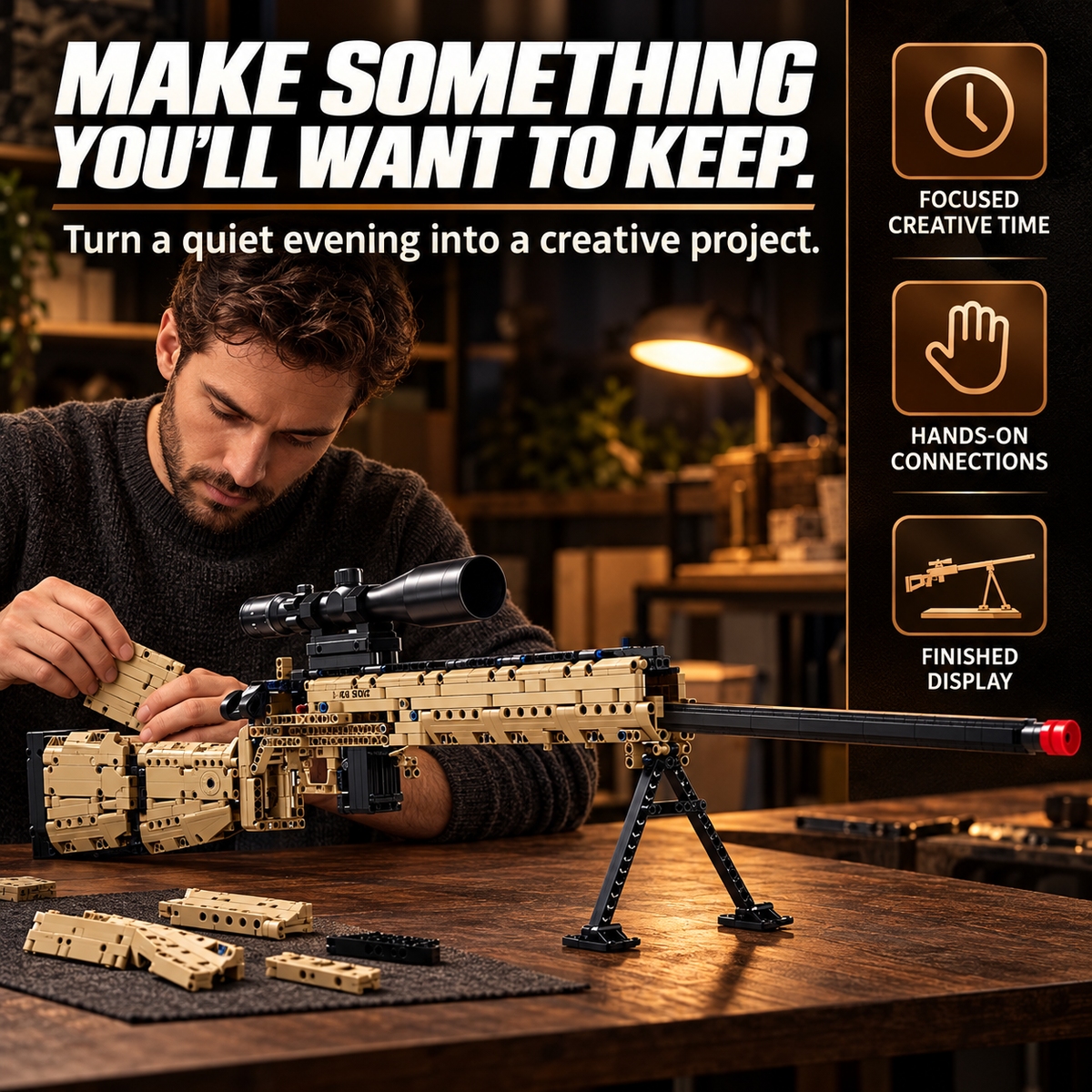 🧩 M24-Style DIY Building Block Model Kit – Collector Display