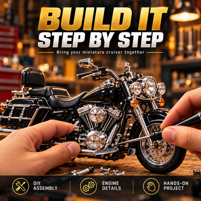 🏍️ Classic Cruiser Motorcycle DIY Model Kit – Build Your Own