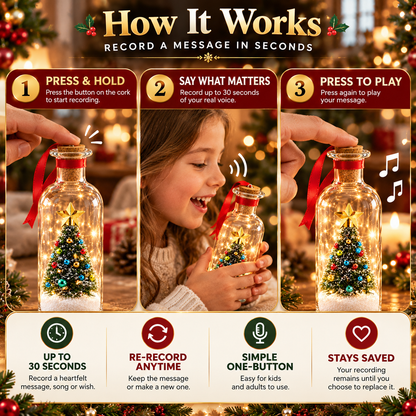 🎄 Christmas Voice Recording Bottle – 30-Second Personalized Keepsake Gift for Family & Grandparents