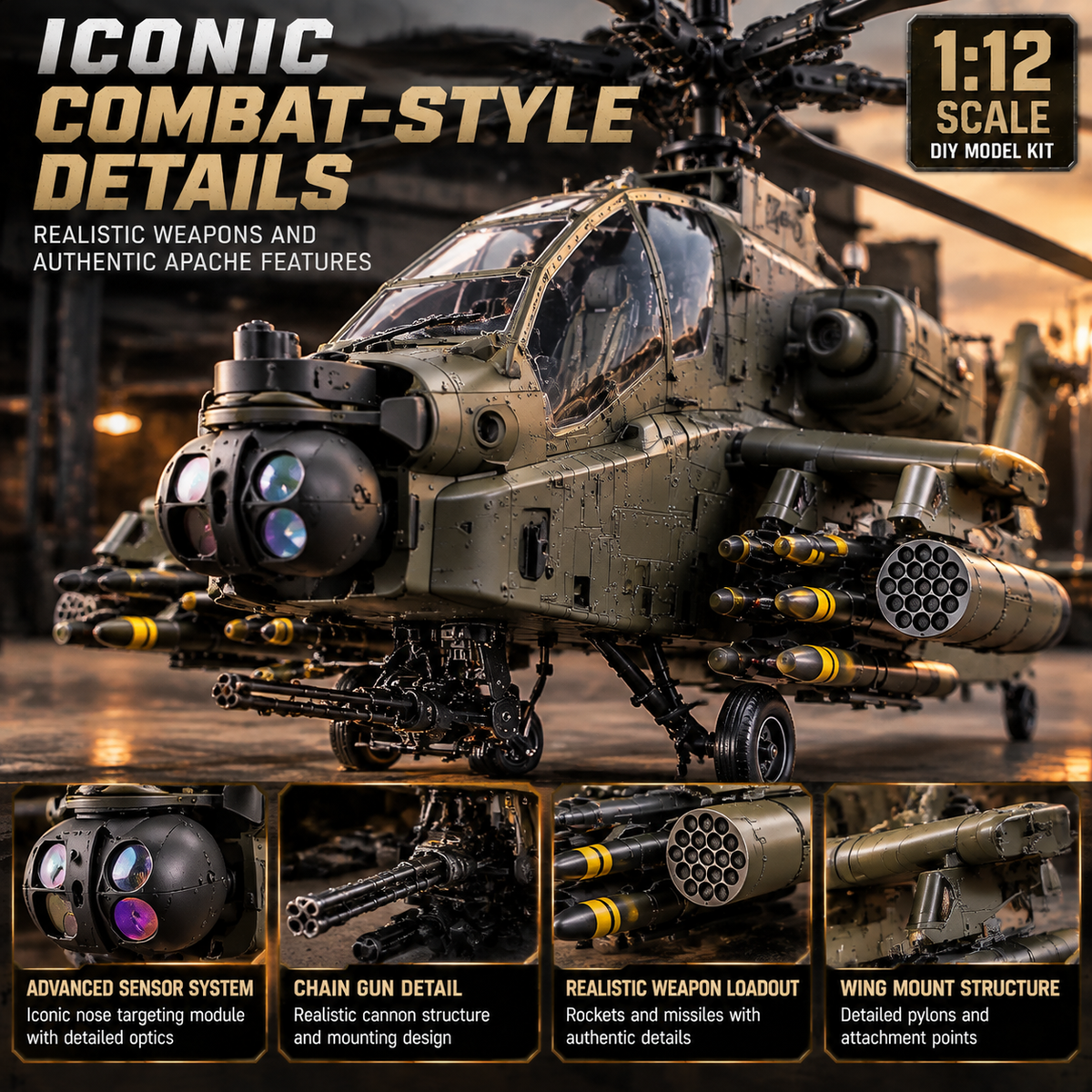 🔥LAST DAY 49% OFF🚁Apache Attack Helicopter Model Kit – Build Your Own Military Aviation Legend