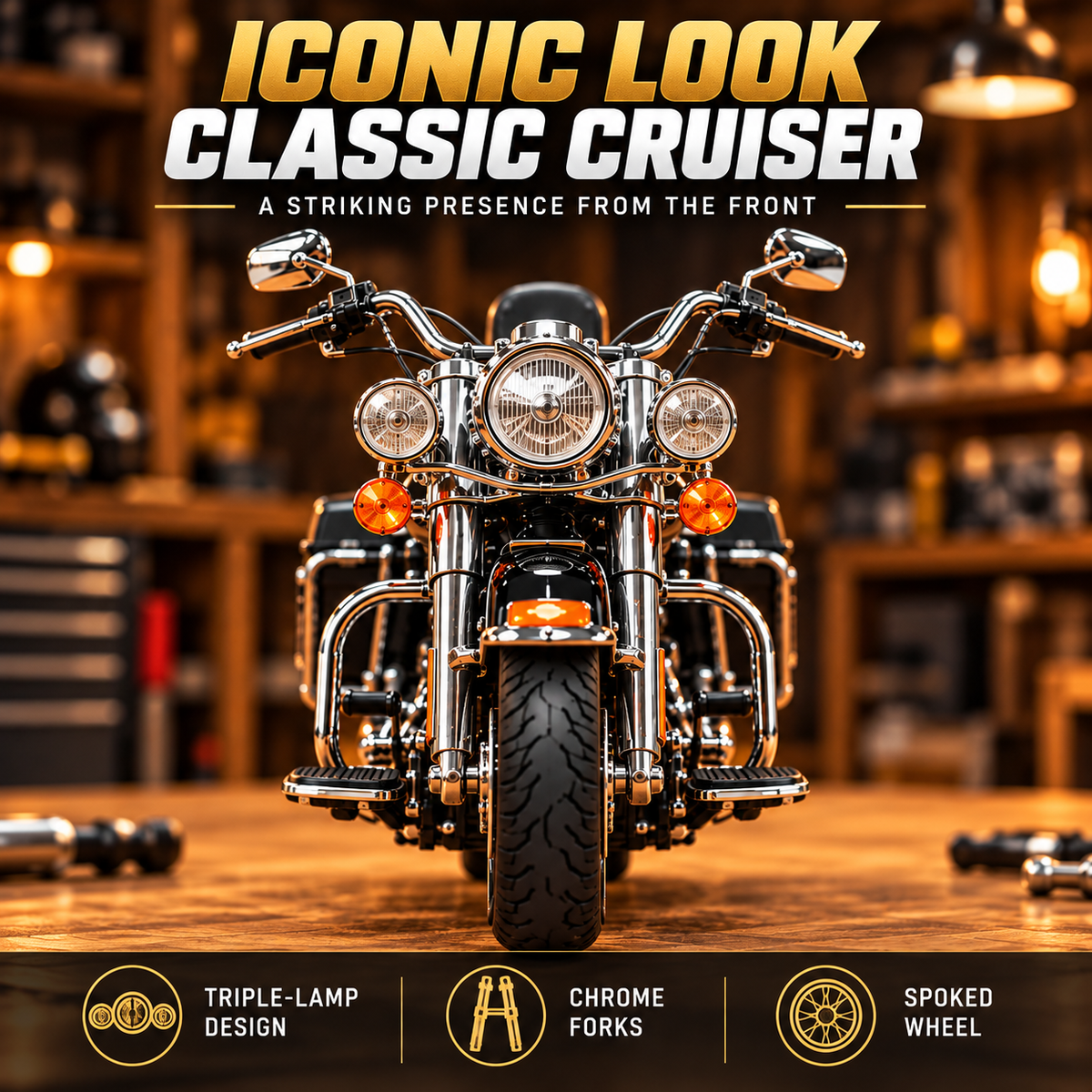 🏍️ Classic Cruiser Motorcycle DIY Model Kit – Build Your Own