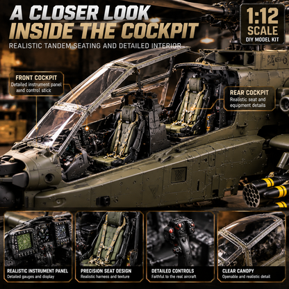 🔥LAST DAY 49% OFF🚁Apache Attack Helicopter Model Kit – Build Your Own Military Aviation Legend