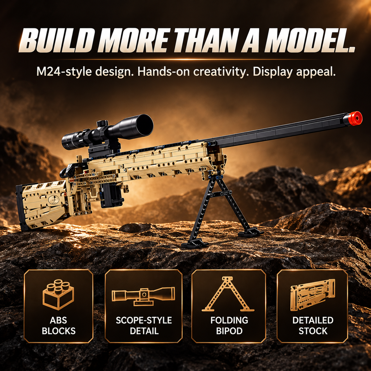 🧩 M24-Style DIY Building Block Model Kit – Collector Display