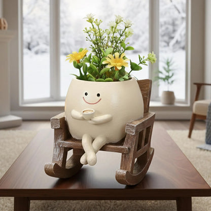 Adorable Rocking Chair Planters - Coffee, Reading, and Smiley Styles 🥳