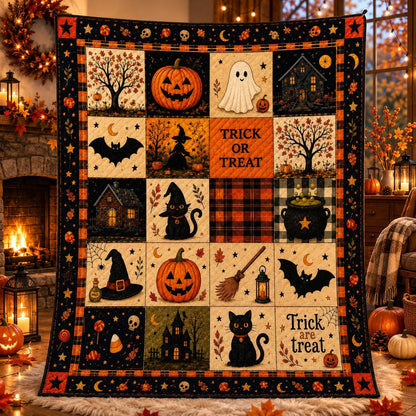 🎃 Halloween Patchwork Quilt Blanket – Cozy Fall Throw for Sofa, Bed & Home Décor