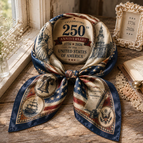 America 250™ Patriotic Satin Scarf – Celebrate 250 Years of Freedom in Style 🇺🇸