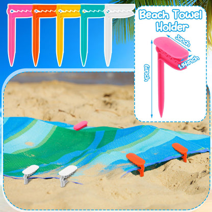 Beach Towel Anchor Stakes (4-Pack) – Windproof Sand Clips for Beach Towels, Picnic Blankets & Outdoor Mats