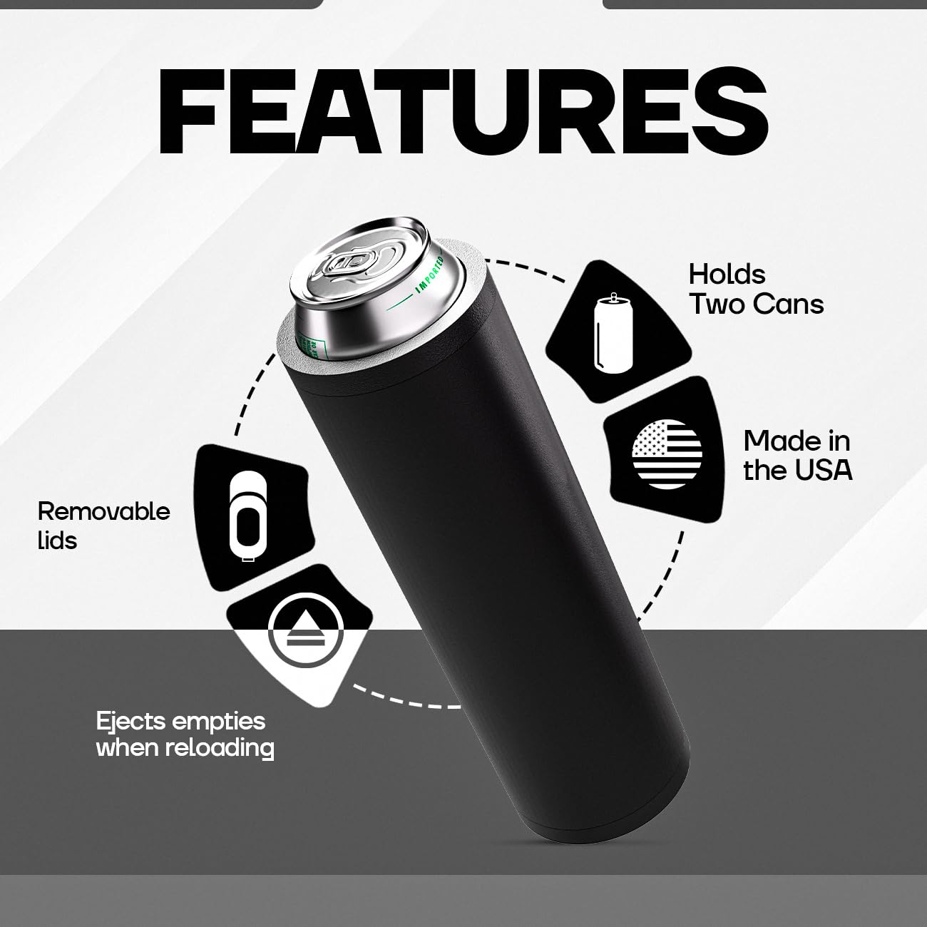 Tactical Reload Double Can Holder 🍺💥 Dual Beer Stack Holder With Instant Eject Reload Action — Fits 2 Standard 12oz Cans
