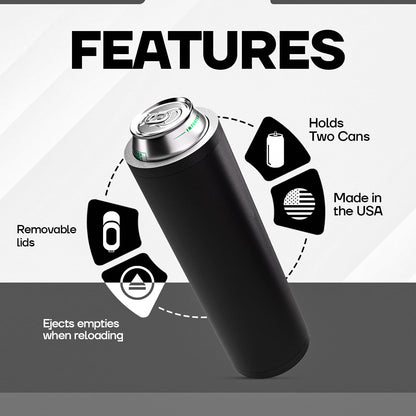 Tactical Reload Double Can Holder 🍺💥 Dual Beer Stack Holder With Instant Eject Reload Action — Fits 2 Standard 12oz Cans
