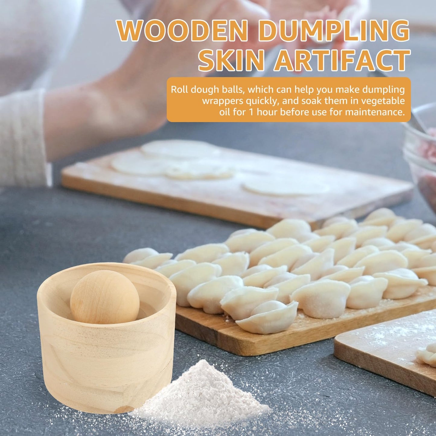 🍞 Wooden Dough Press & Rolling Bowl
