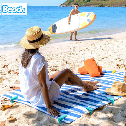 Beach Towel Anchor Stakes (4-Pack) – Windproof Sand Clips for Beach Towels, Picnic Blankets & Outdoor Mats