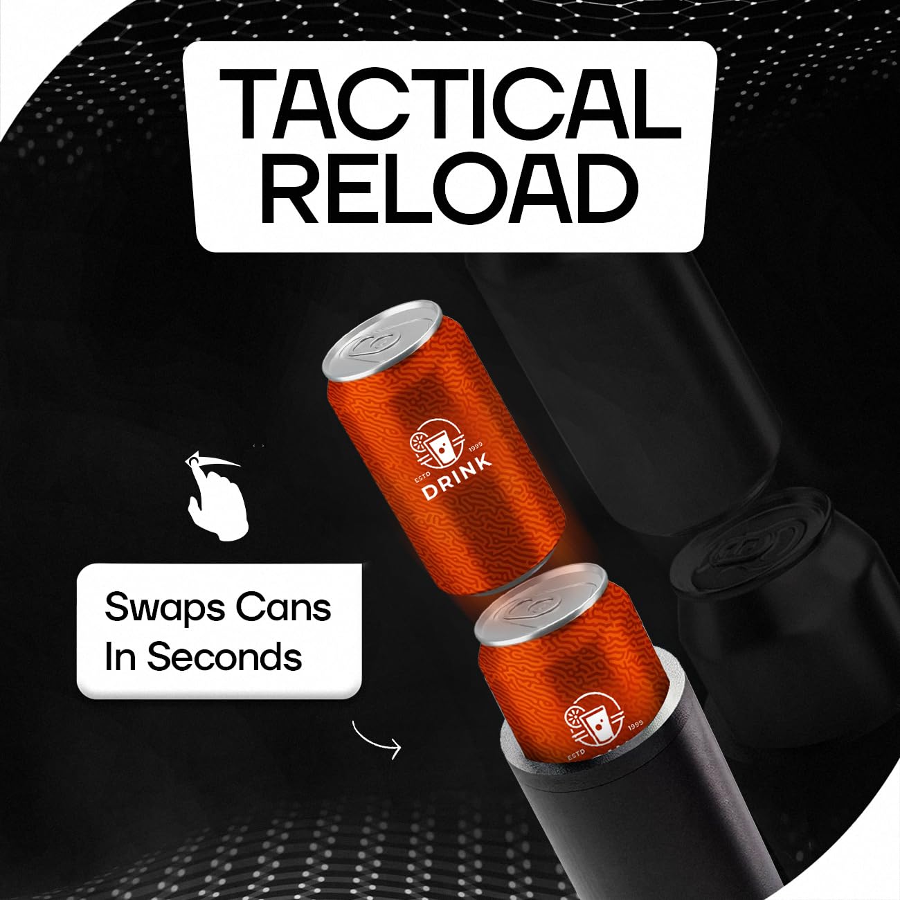 Tactical Reload Double Can Holder 🍺💥 Dual Beer Stack Holder With Instant Eject Reload Action — Fits 2 Standard 12oz Cans