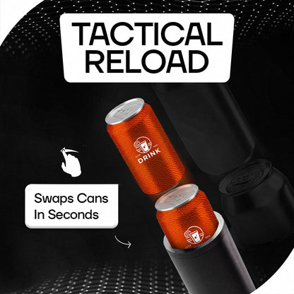 Tactical Reload Double Can Holder 🍺💥 Dual Beer Stack Holder With Instant Eject Reload Action — Fits 2 Standard 12oz Cans