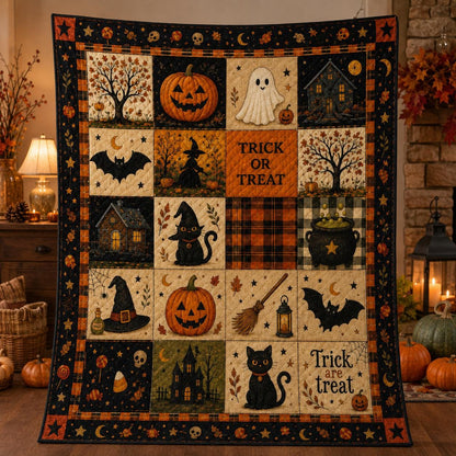 🎃 Halloween Patchwork Quilt Blanket – Cozy Fall Throw for Sofa, Bed & Home Décor