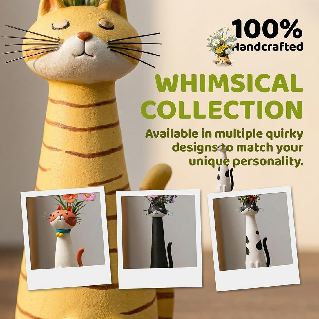 🐱 Whimsical Long Neck Cat Vase