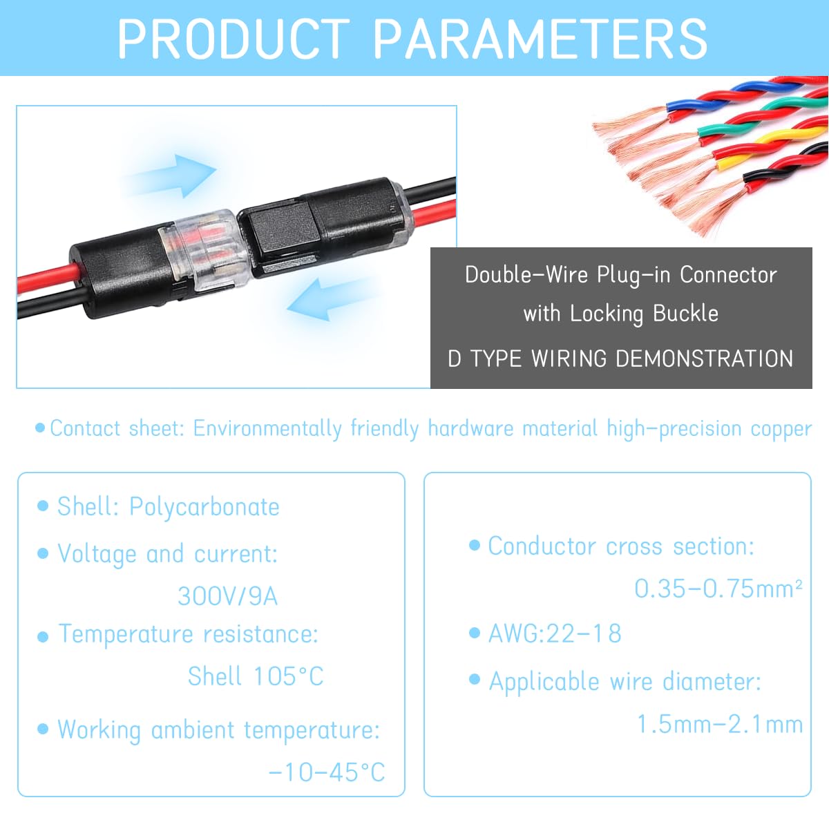 🔥 Double‑Wire Plug‑In Connector with Locking Buckle — Instant, Safe, No-Fuss Connections!