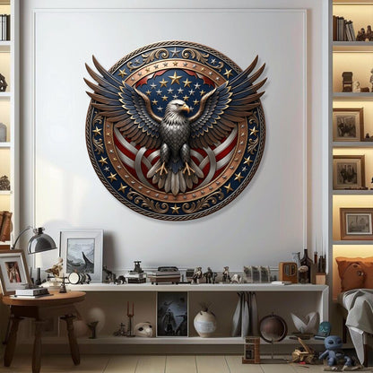 Patriotic Eagle Metal Wreath – American Flag Front Door Decor & Veteran Gift