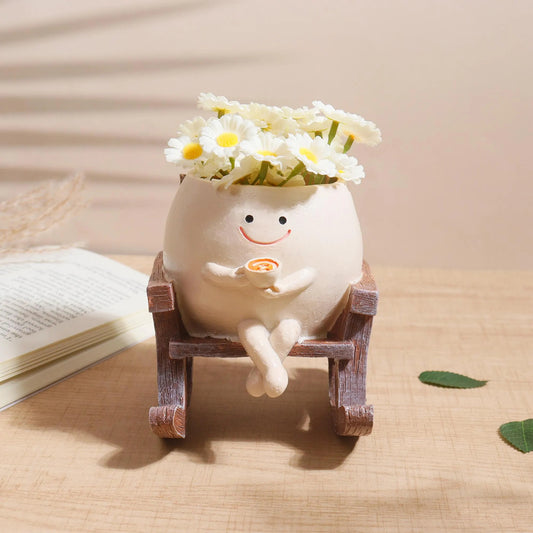 Adorable Rocking Chair Planters - Coffee, Reading, and Smiley Styles 🥳