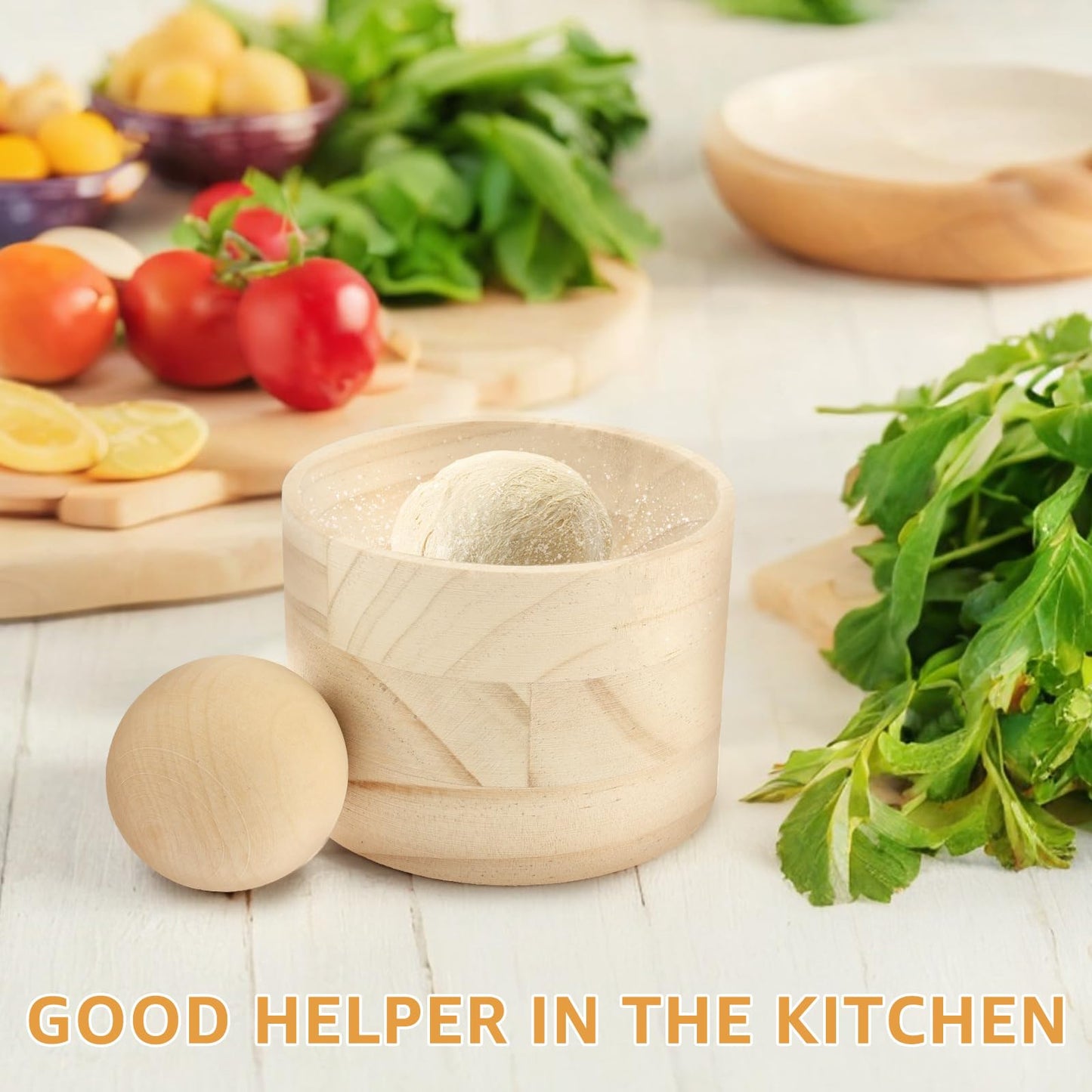 🍞 Wooden Dough Press & Rolling Bowl