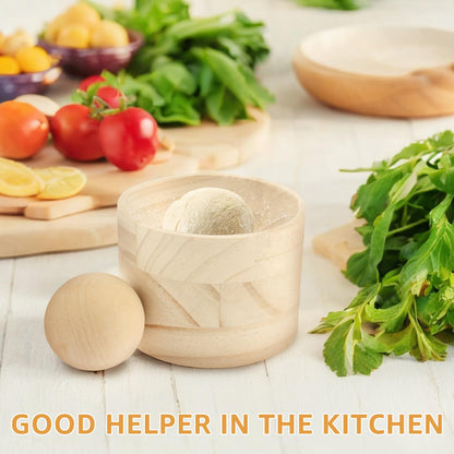 🍞 Wooden Dough Press & Rolling Bowl