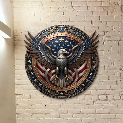 Patriotic Eagle Metal Wreath – American Flag Front Door Decor & Veteran Gift