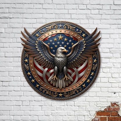 Patriotic Eagle Metal Wreath – American Flag Front Door Decor & Veteran Gift