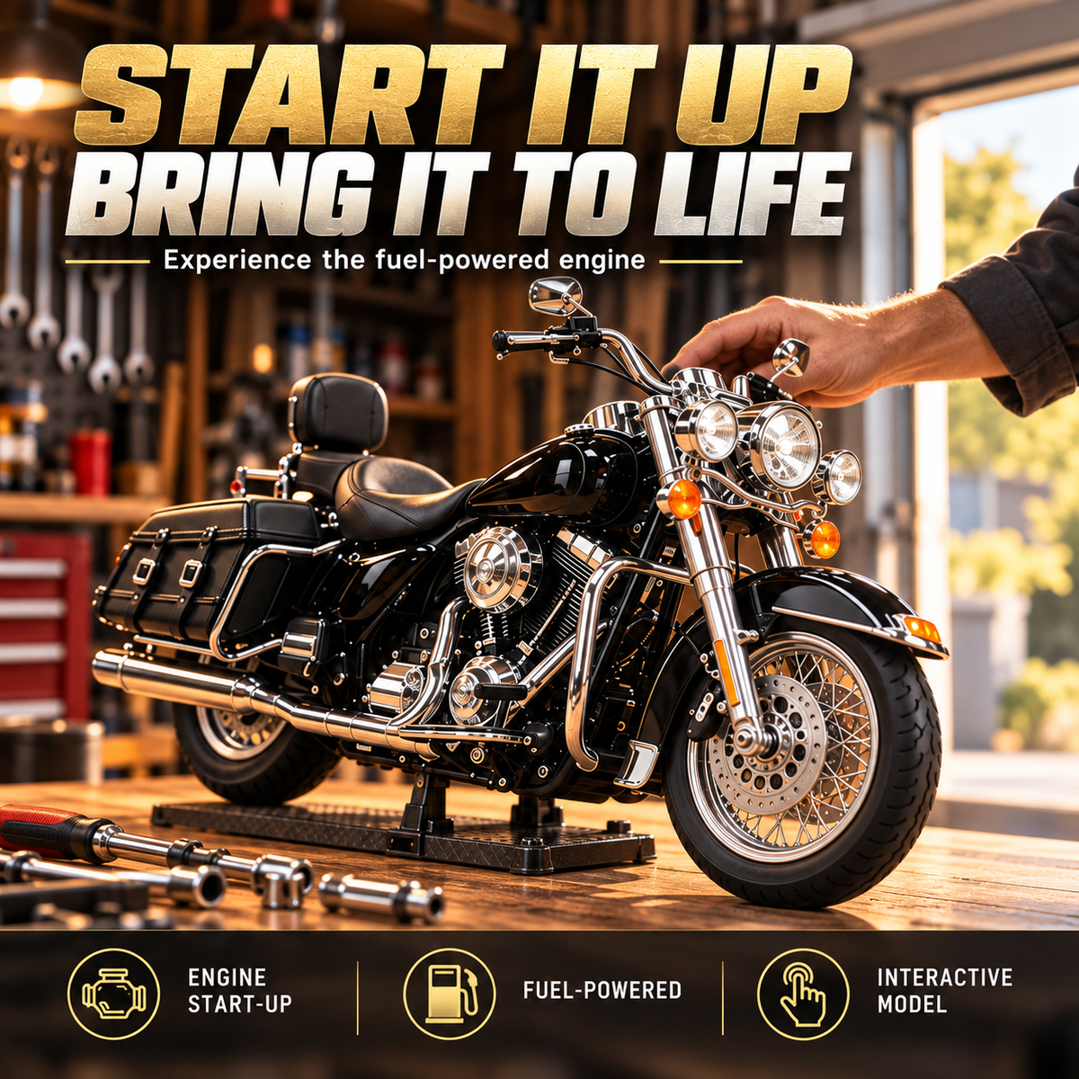 🏍️ Classic Cruiser Motorcycle DIY Model Kit – Build Your Own