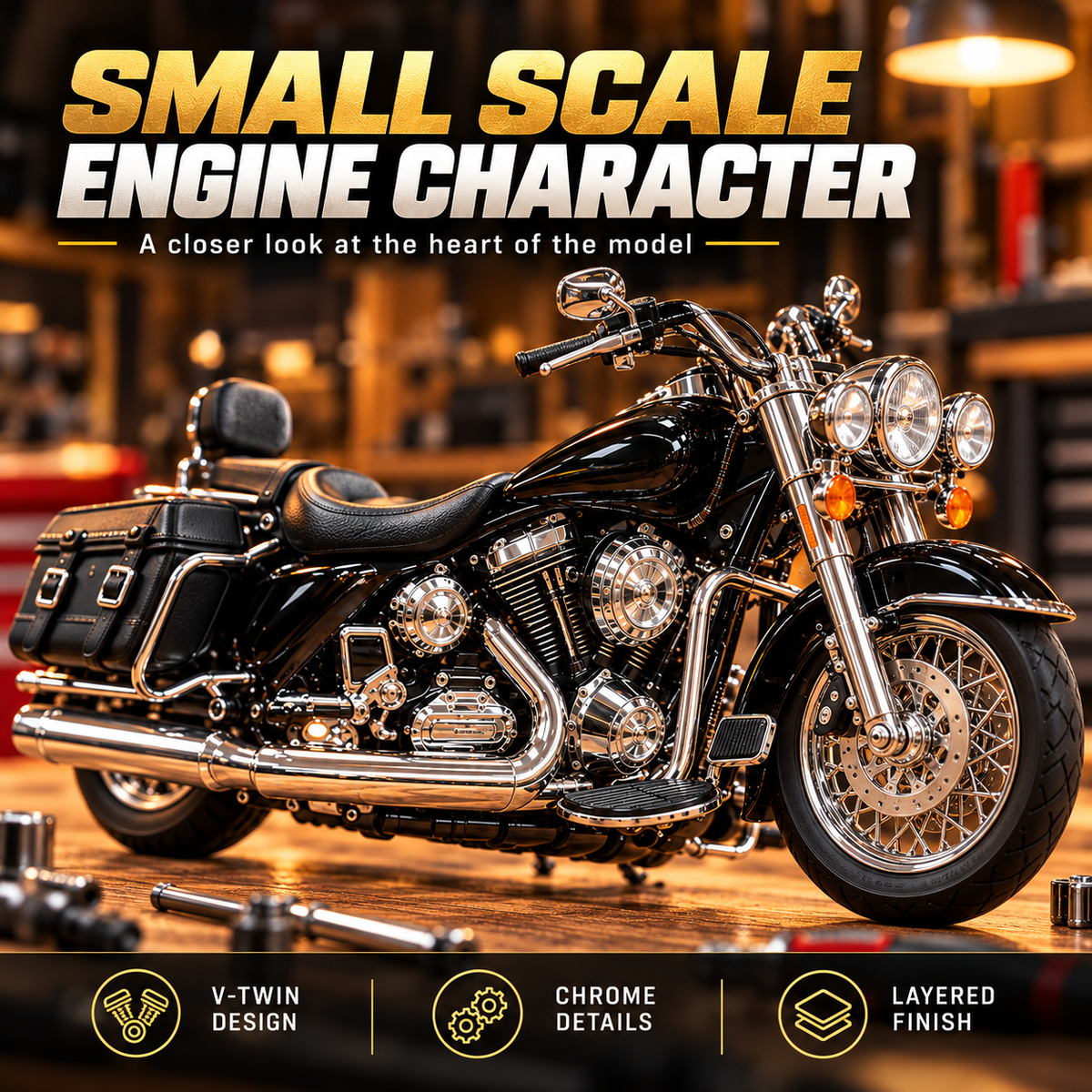 🏍️ Classic Cruiser Motorcycle DIY Model Kit – Build Your Own
