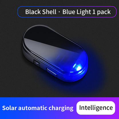 Solar Powered Fake Car Alarm Light, Auto Light Sensor LED Simulated Security Warning Flashing Light, No Wiring DIY Car Anti-Theft Dummy Alarm Lamp
