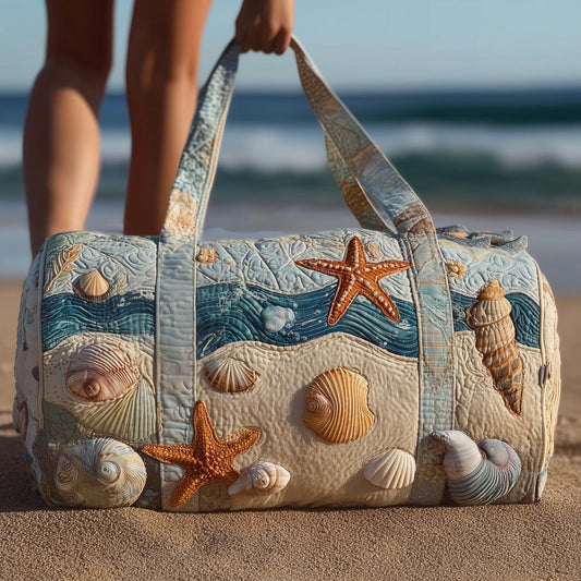🌊 Ocean Turtle Quilted Weekender Bag | Large Beach Travel Tote for Women