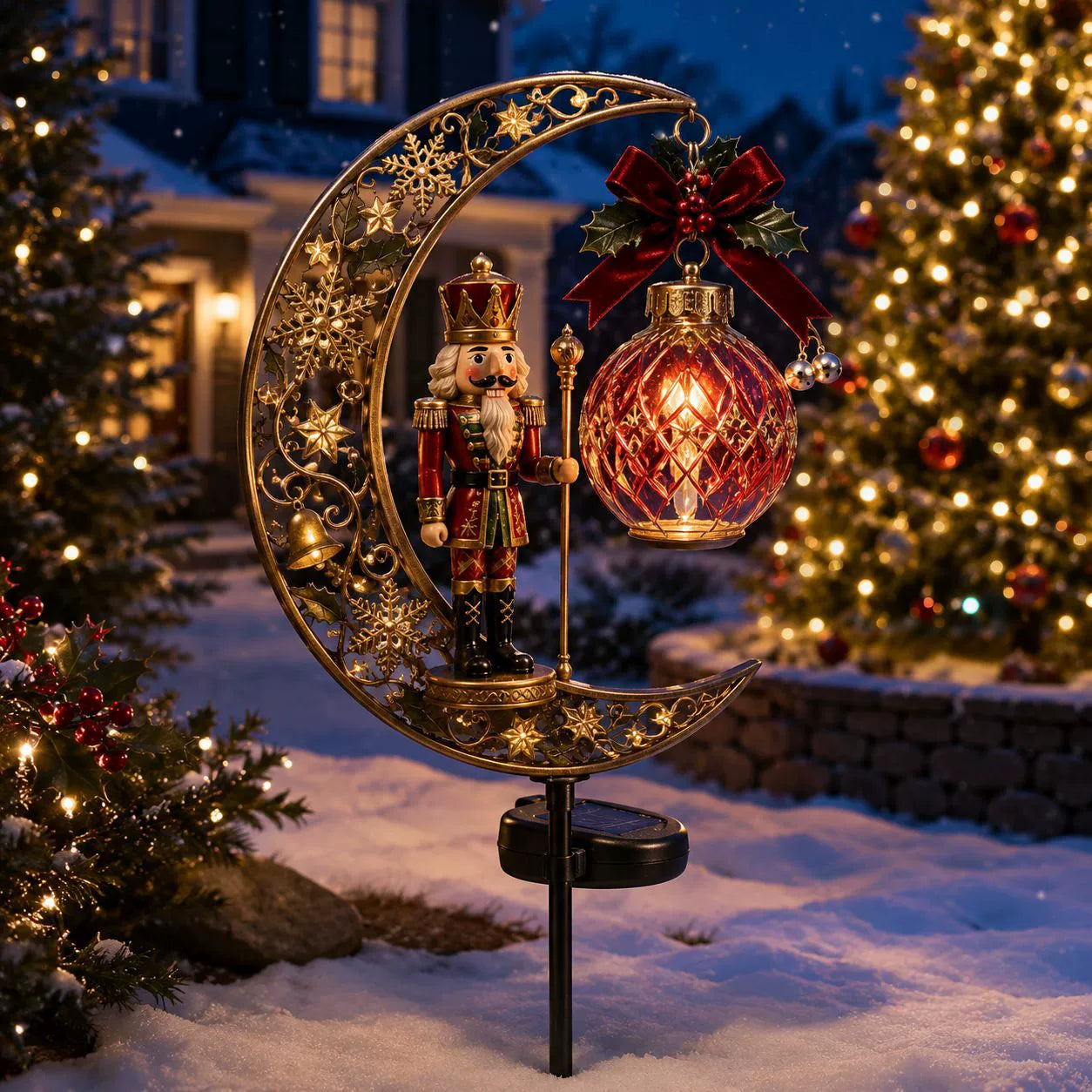 Royal Nutcracker Solar Christmas Garden Stake