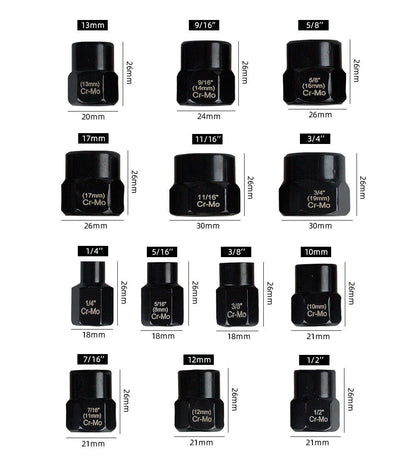 14 Pieces Impact Bolt & Nut Remover Set