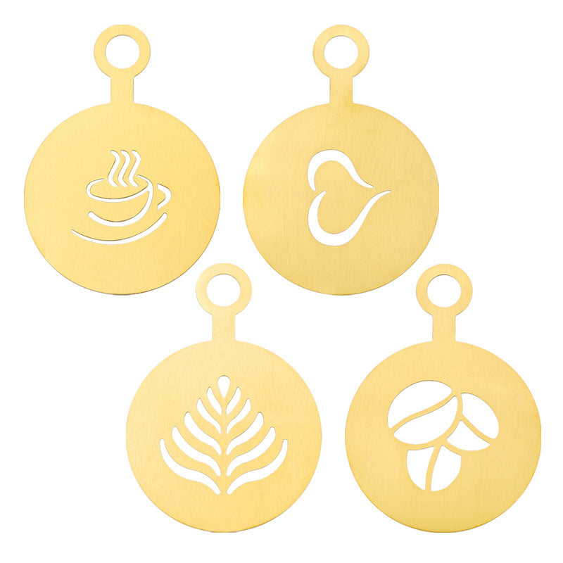 ☕ Stainless Steel Coffee Latte Art Stencil Template - Precision Powder Duster Mold 🍰