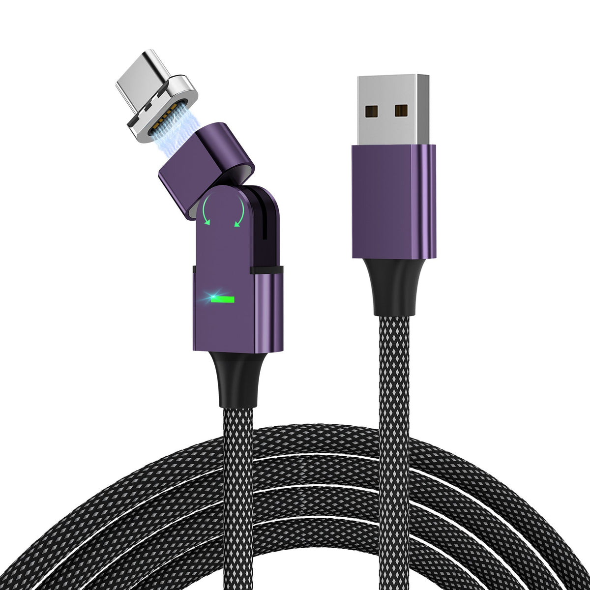 ⚡ 100W Magnetic Fast Charging Cable 🔄 180° Swivel Elbow for Gaming & Laptops