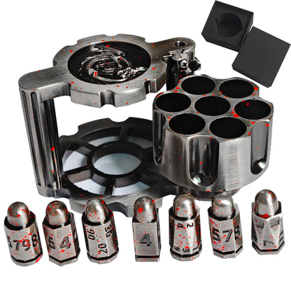 7PCS Metal Revolver Dice Set - Bullet-Design Polyhedral Game Pieces with Industrial Look, Premium Accessory for Tabletop Play RPG Games, Gift for Players