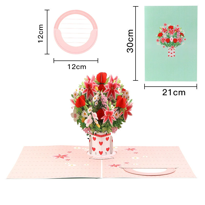 2-in-1 Gift & Décor for Every Moment🌸3D Flower Bouquet Pop Up Card