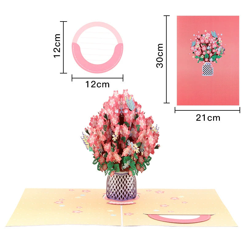 2-in-1 Gift & Décor for Every Moment🌸3D Flower Bouquet Pop Up Card