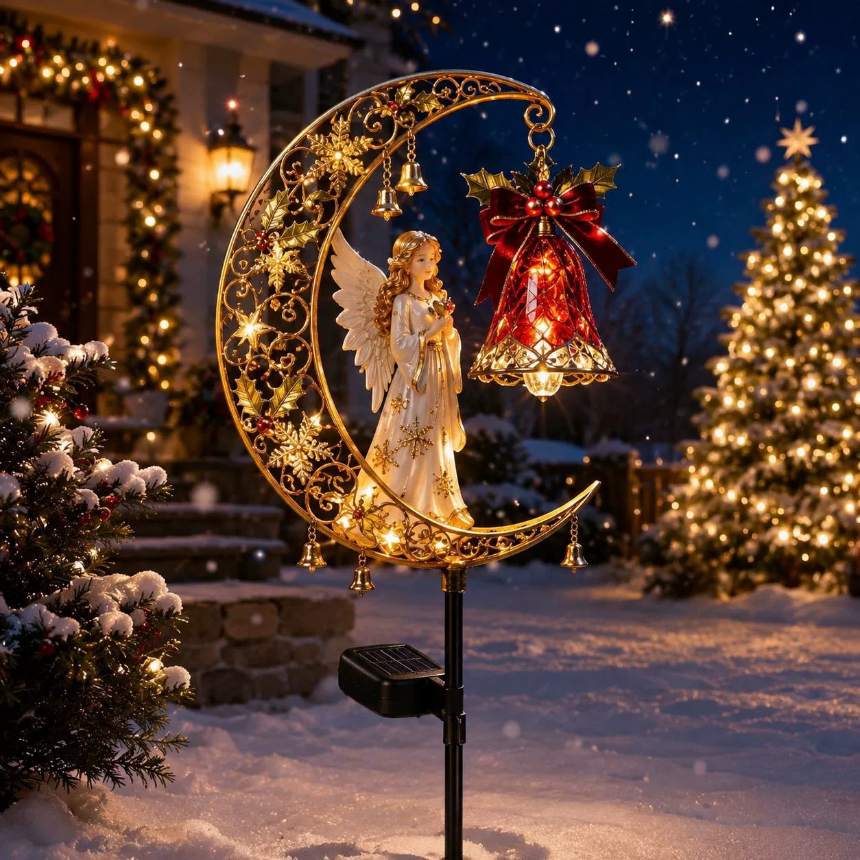 Heavenly Angel Solar Christmas Crescent Garden Light