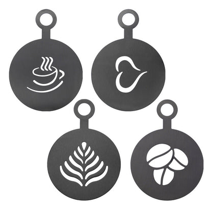 ☕ Stainless Steel Coffee Latte Art Stencil Template - Precision Powder Duster Mold 🍰