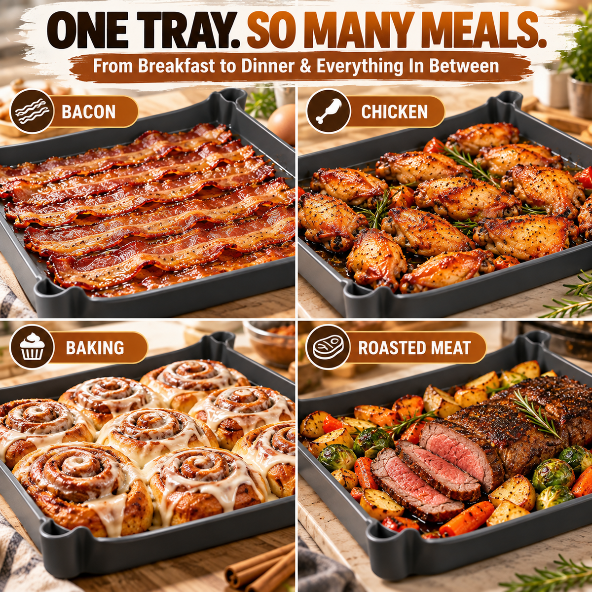 🔥Last Day 50%🔥Flexible Non-Stick Baking Tray – Easy Food Release, Less Mess & Effortless Cleanup 🍗