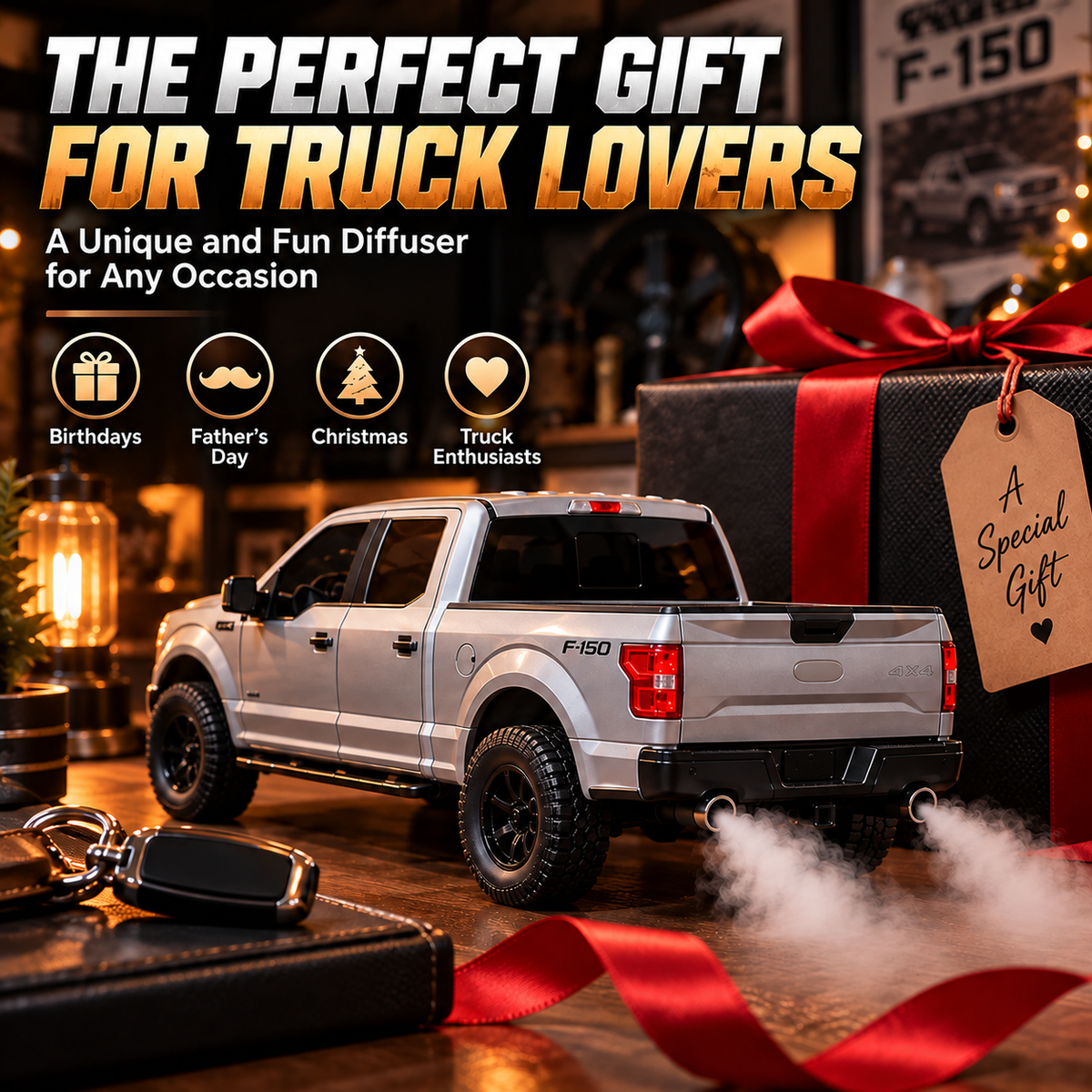 🛻 Realistic Mini Pickup Truck Aroma Diffuser 💨 – Dual Exhaust Mist Effect, Cool Desk Decor & Unique Gift for Truck Lovers 🎁
