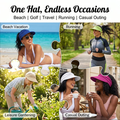 UPF 50+ Ponytail Sun Visor Hat | Foldable Wide Brim UV Protection Hat