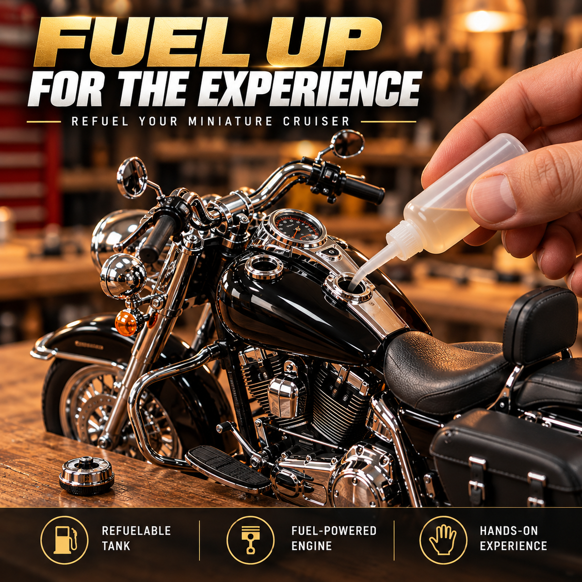 🏍️ Classic Cruiser Motorcycle DIY Model Kit – Build Your Own