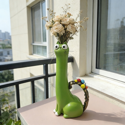 🐱 Whimsical Long Neck Cat Vase