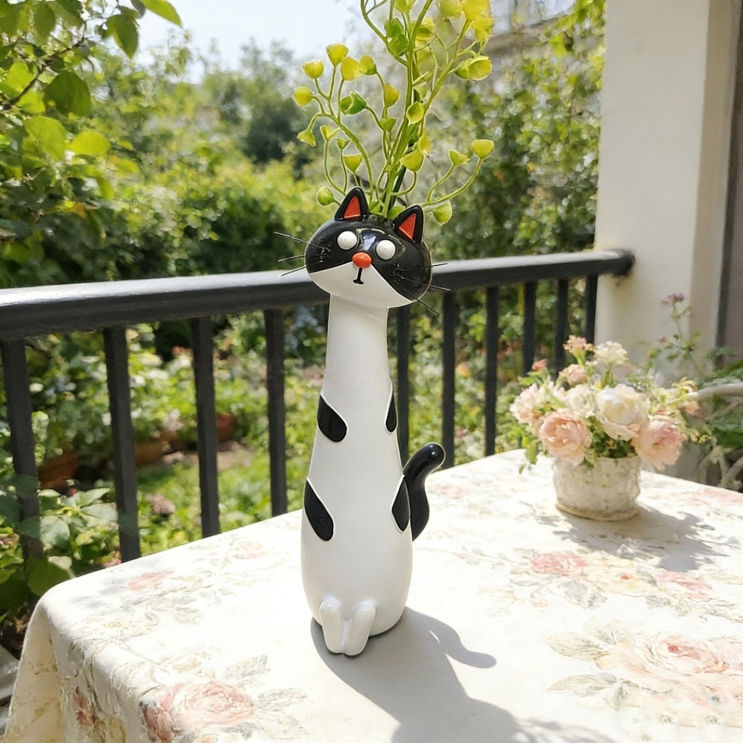 🐱 Whimsical Long Neck Cat Vase
