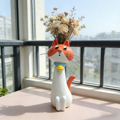 🐱 Whimsical Long Neck Cat Vase