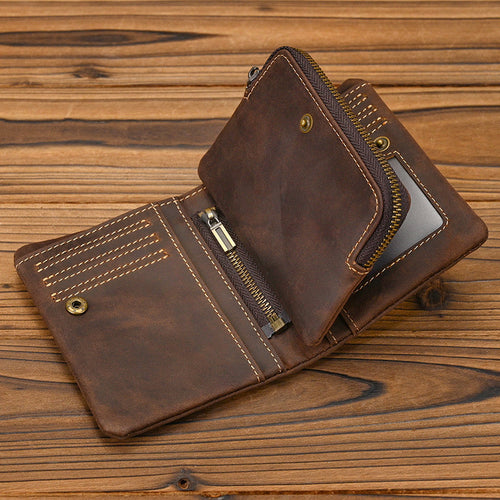 Father’s Day Vintage Crazy Horse Leather Wallet – A Gift He’ll Carry Every Day 🤎