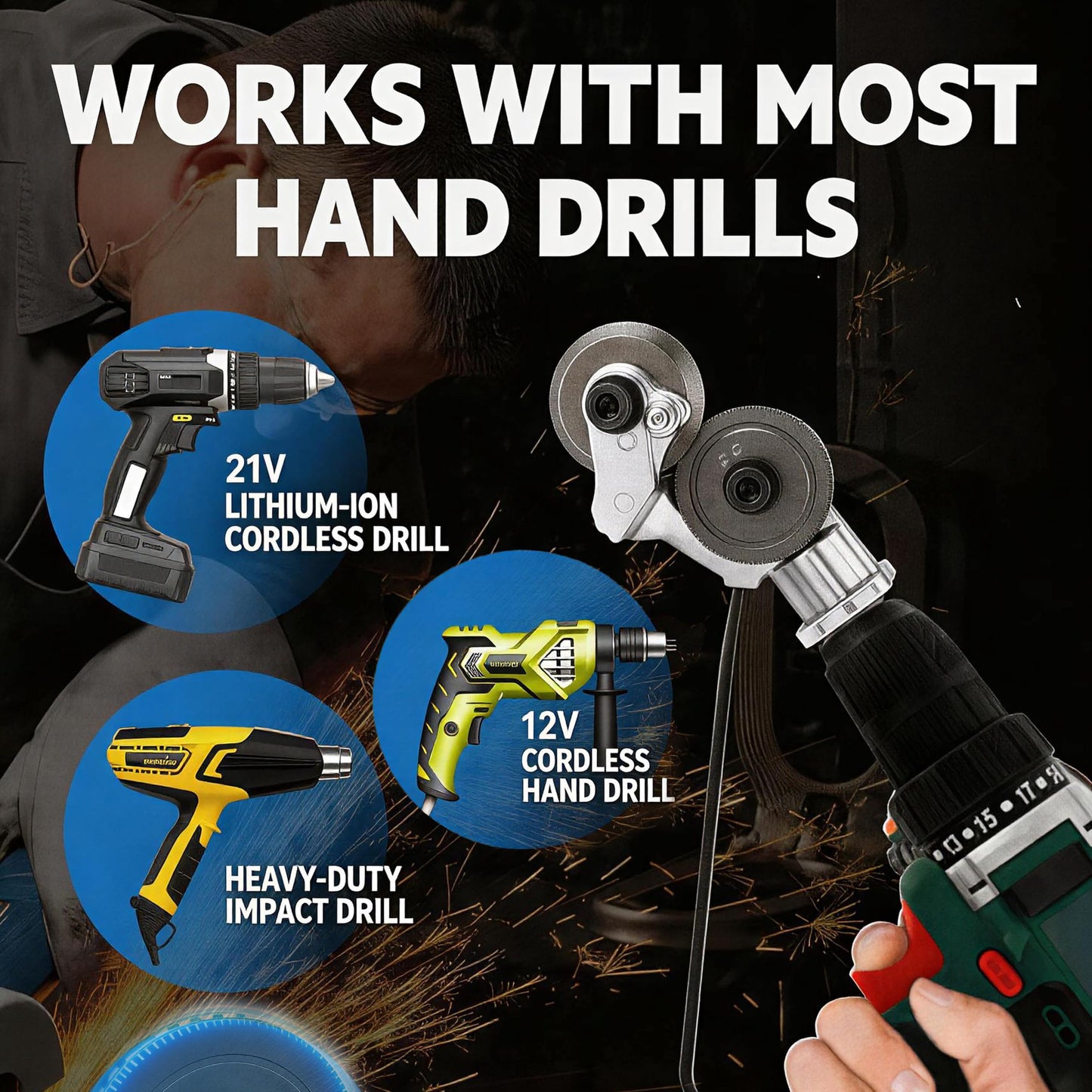 🔧 Upgraded Electric Drill Plate Cutter Attachment – Turns Any Drill Into a Powerful Metal Nibbler for Steel, Aluminum, Copper & Iron 🛠️