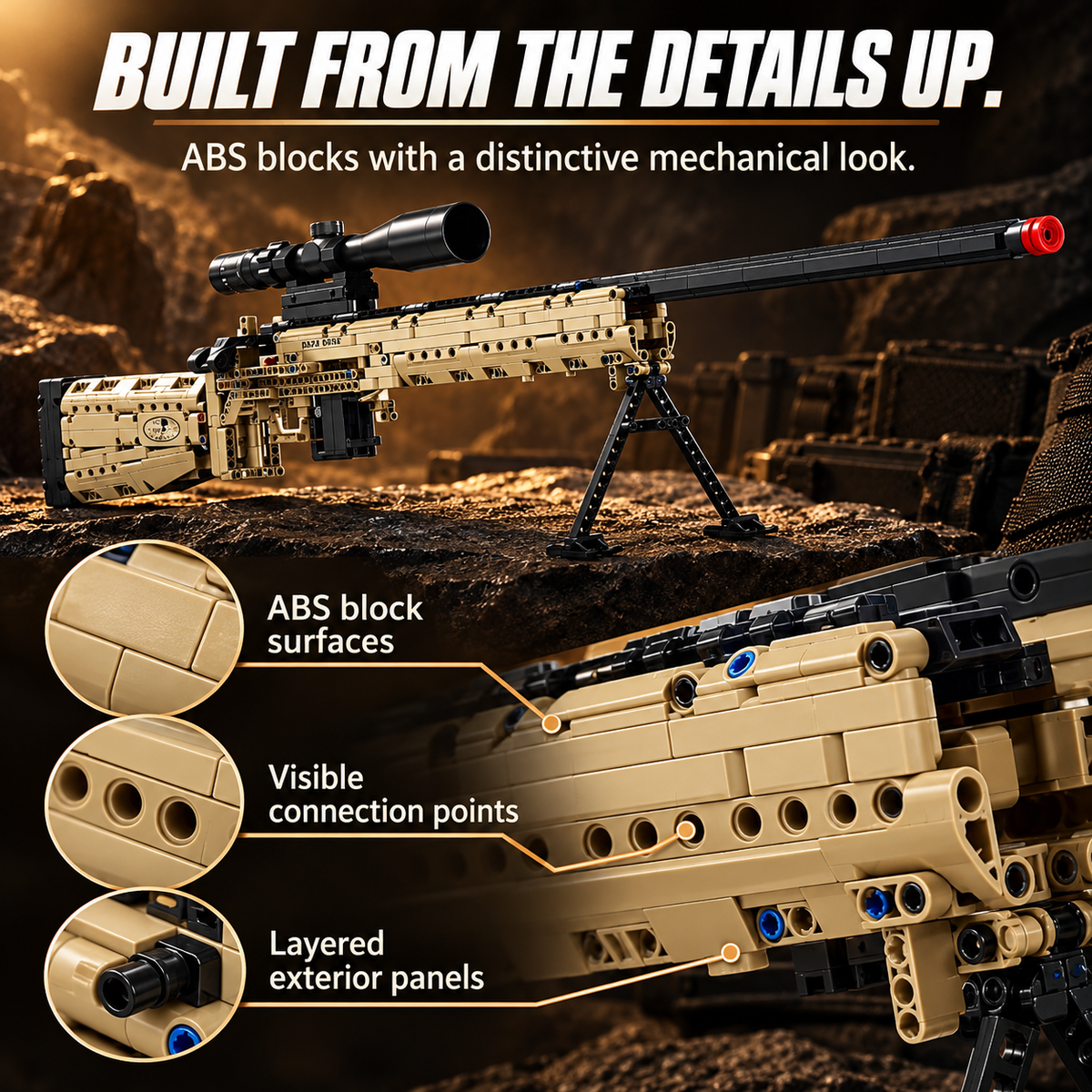 🧩 M24-Style DIY Building Block Model Kit – Collector Display