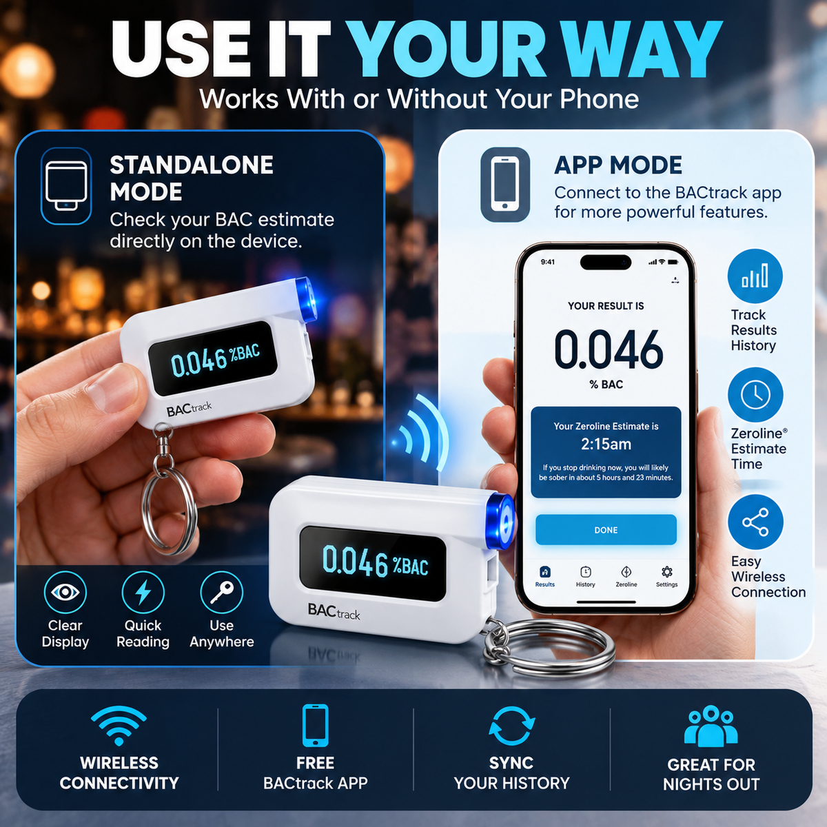 🚗 Pocket BAC Breathalyzer – Professional-Grade Alcohol Tester with App & ZeroLine Tracking